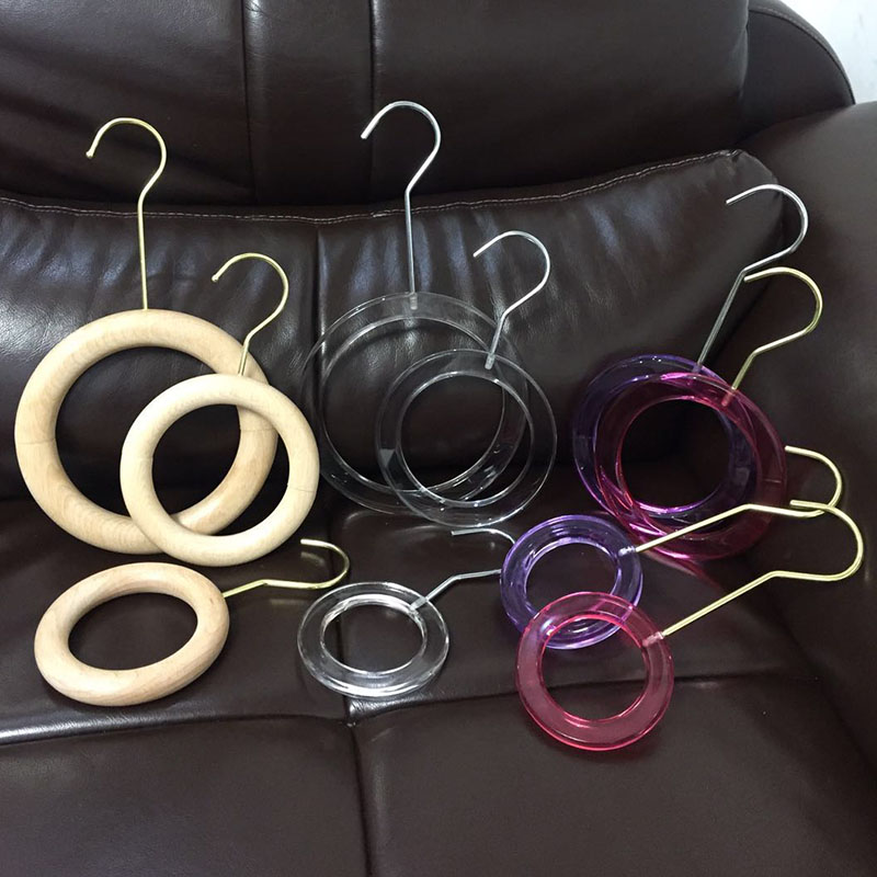 Clothing Store Solid Wood Acrylic Circle Rings Ring Rings Multifunction Scarf Ring Transparent Clothes Hook Hooks Beech Wood Clothes Crochet Hook