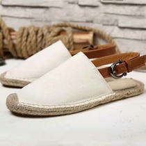 (Radish Cooperative) Earthquake Gothic Fisherman Shoes Sandals Flax Pure Color Breathable a Foot Pedal