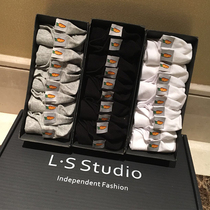 (Radish cooperative)Radish LOGO mens stockings medium tube socks socks spring and autumn and winter pure cotton solid color socks