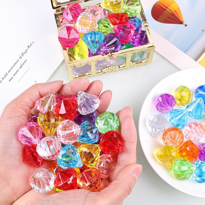 Princess gem toy diamond child girl male plastic acrylic crystal beaded diy play house treasure box