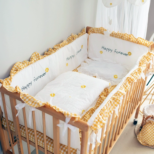 Кроватка, бортики, дышащее покрывало, хлопковое ограждение, лента, съёмная сумка, защита от столкновений, с вышивкой