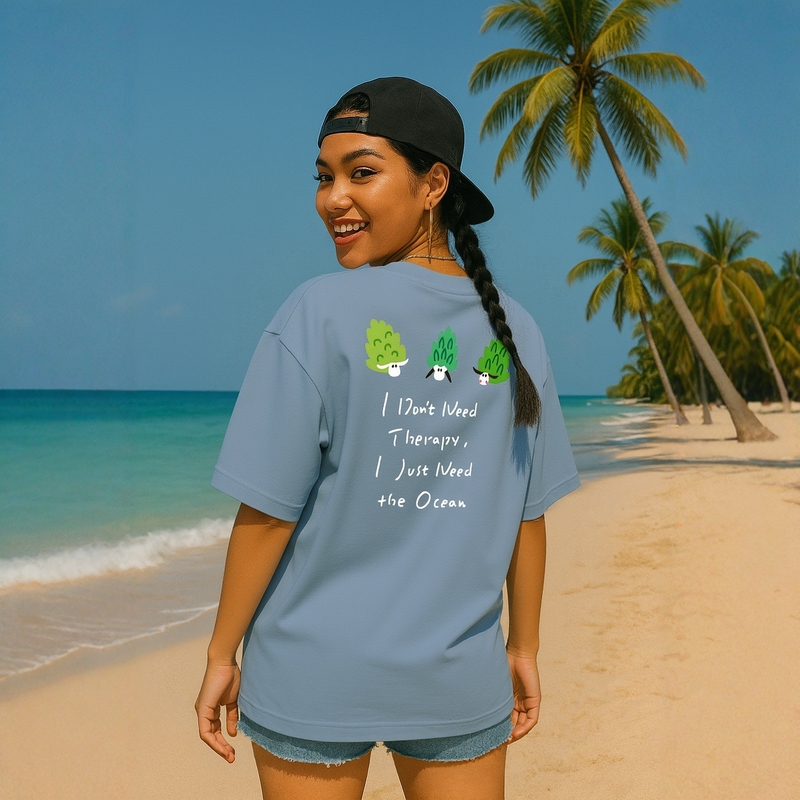 【Wumi】Sheep and Sea Hare Print, Drop Shoulder, Loose Fit, Heavyweight 240g All-Cotton Crew Neck T-Shirt, Unisex