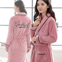 Áo choàng nhung nữ mùa thu và mùa đông đồ ngủ dày cộng với nhung cộng với dịch vụ nhà dài flannel áo choàng tắm nữ mùa đông dày áo choàng đôi