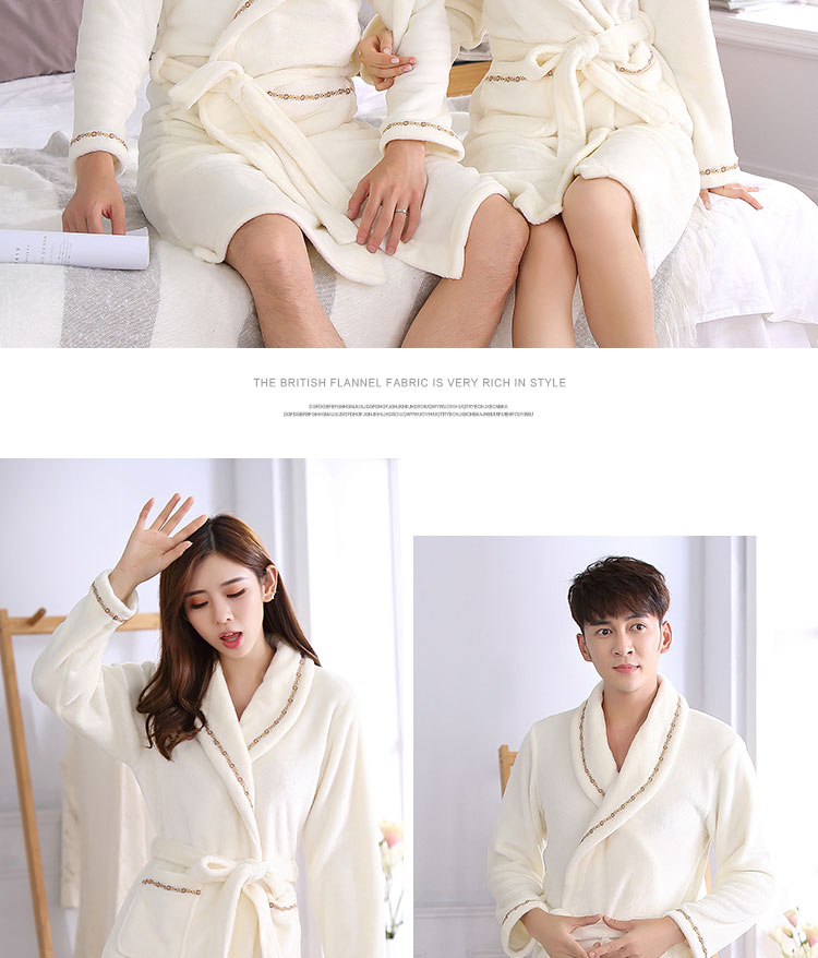 Cặp đôi áo ngủ phụ nữ mùa đông flannel dài dày nhà dịch vụ dễ thương áo choàng tắm san hô lông cừu áo choàng tắm kích thước lớn áo ngủ nữ