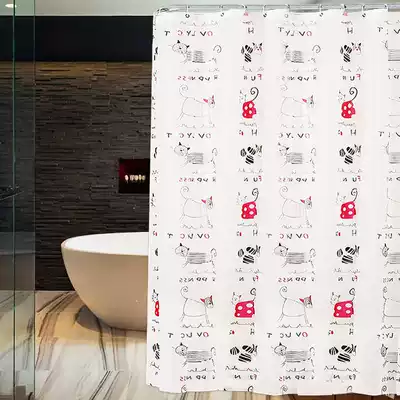 Powder room shower curtain cloth set waterproof and mildew-proof thickened hanging curtain Bathroom partition curtain punch-free door curtain Bath curtain