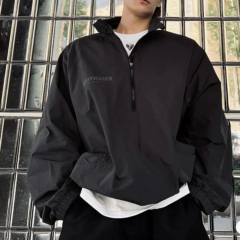 Fog Miki Essentials American High Street Fashion Brand Spring and Autumn Half-Zip Windbreaker Jacket for Men