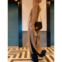 Vcruan Axi brother and sisters blouse covers you with a small suspender brown dress female 2022 summer new