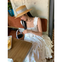 Ashigo vcruan world is worth embroidering small yellow flower belt skirt women waist thin cake skirt