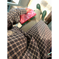 Ashigo vcruan custom cloud Plaid super skin-friendly American embroidered chicken shirt womens early autumn thin shirt