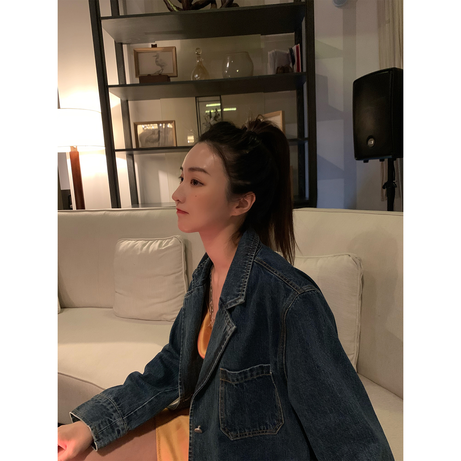 Ahigo vcruan y2k denim suit women's spring new retro casual denim jacket straight jeans