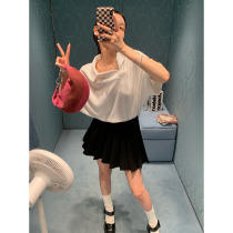 Ashigo vcruan crooked fashionable yp wind polo collar short sleeve T-shirt female summer New loose short top