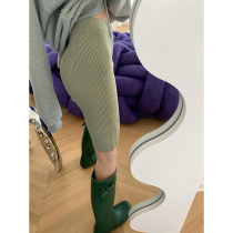 Ashigo vcruan knitted vertical stripes skinny Kardashian riding pants womens early autumn thin 2021 New Pants