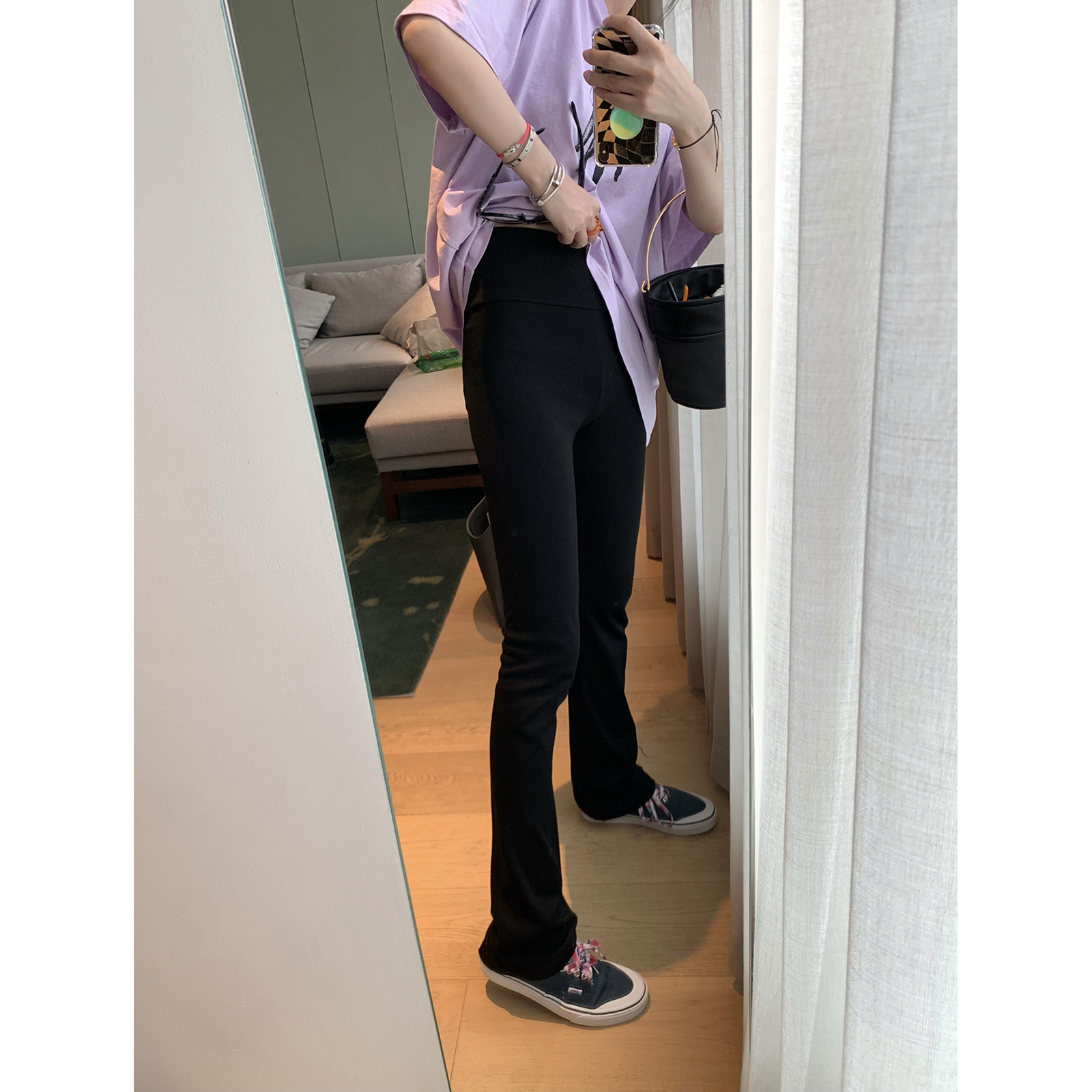 Ahigo vcruan high waist daily cotton yoga pants women's summer 2021 new slim slim straight tube micro-la pants