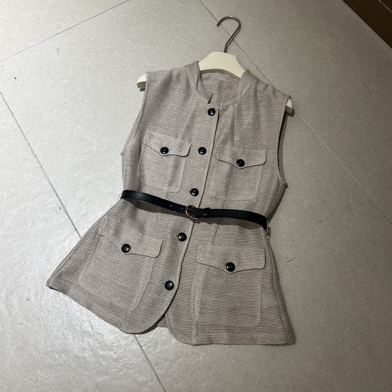 2026 Spring New Style Old Money Style Linen Vest for Women, Lightweight, Loose Fit, Slimming Layered Wear, Sun Protection Shirt