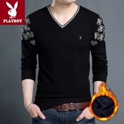 Áo len dày hơn cho nam Playboy mùa thu và mùa đông áo len dài tay cổ chữ V thời trang trẻ trung giản dị áo len nam