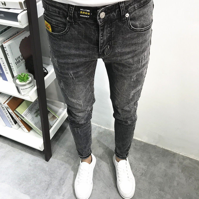 Autumn nine-point jeans men's slimming tide card hundred small feet stretch casual pants men's Korean version of the trend students 10 Autumn nine-point jeans men's slimming tide card hundred small feet stretch casual pants men's Korean version of the trend students 2