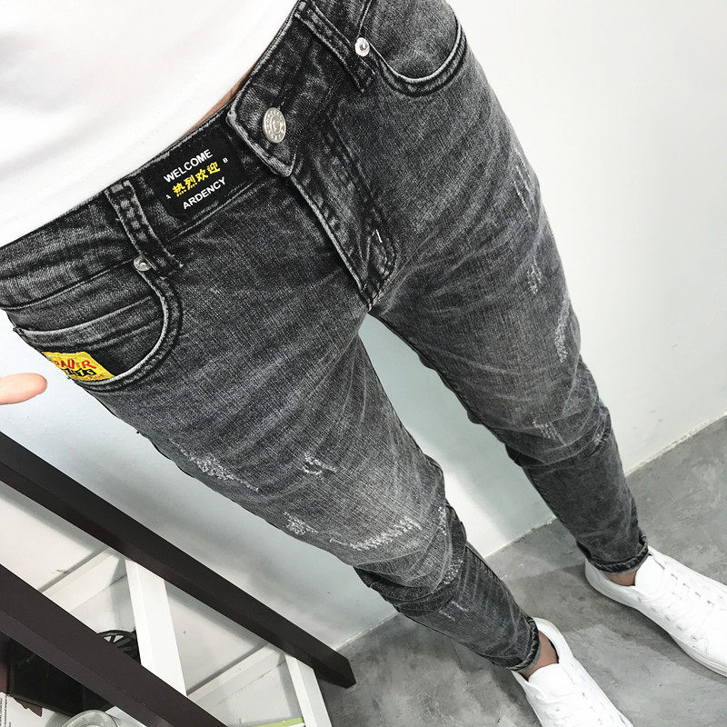 Autumn nine-point jeans men's slimming tide card hundred small feet stretch casual pants men's Korean version of the trend students 21 Autumn nine-point jeans men's slimming tide card hundred small feet stretch casual pants men's Korean version of the trend students 13