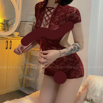 ROSE · Salt Bedroom Red Sexy Lace Slim-fitting Strap Hollow Lovers Gift Private