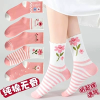 【LP Pink Flower】 5 пар чистого хлопка без костей