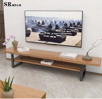 Solid wood TV cabinet and tea table combined log pine wood whole board industrial wind loft folk juku minima small family narrow section