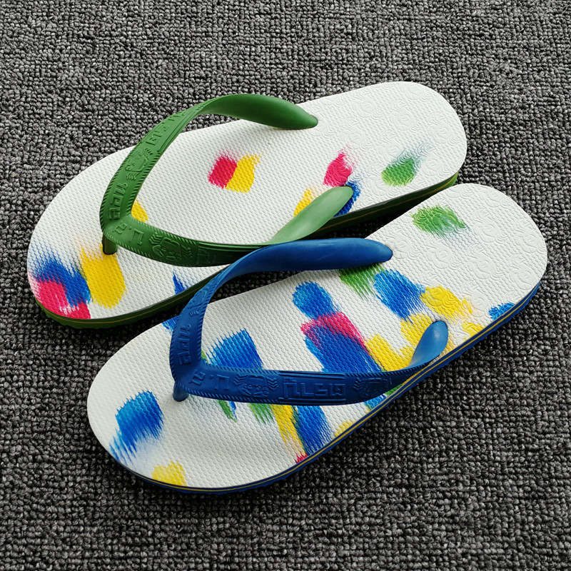 Thai Imported Crab Cards Natural Rubber Graffiti Herringbone slippers male outwear waterproof and anti-slip beach sandals