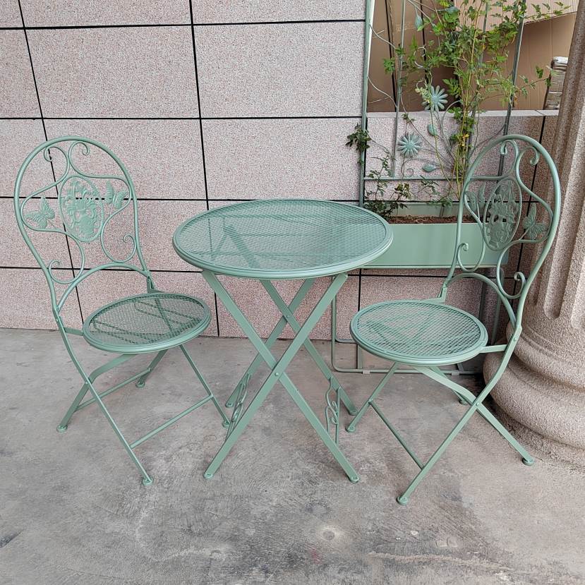 Garden balcony table and chair combination three-piece leisure folding courtyard terrace modern household small coffee table wrought iron table and chair