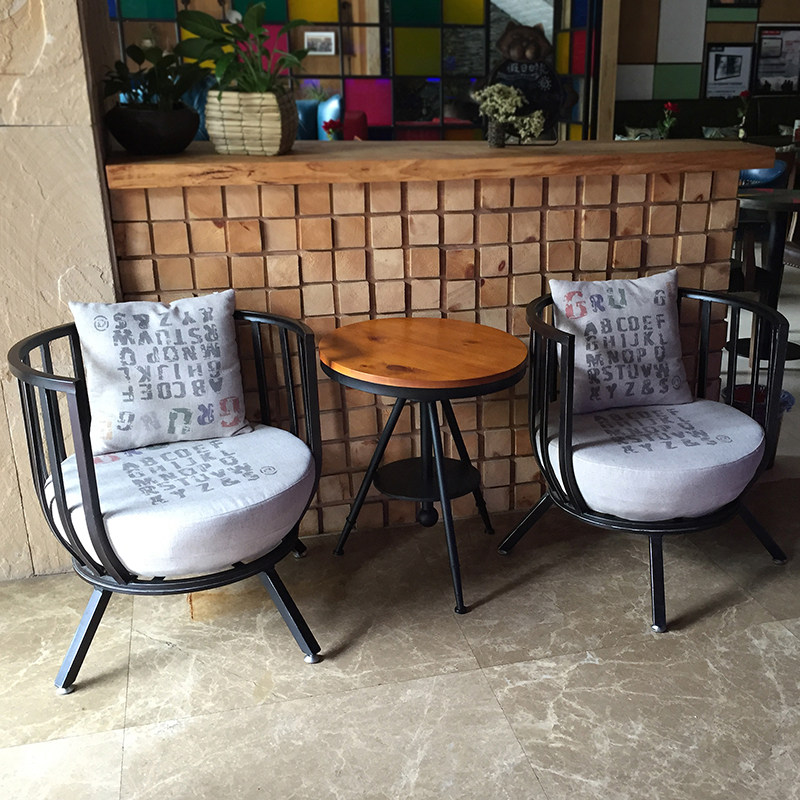 Iron Cafe Tables and Chairs Leisure Sofa Creative Personality Lazy Dining Chair Fabric European Milk Tea Shop Sofa Chair