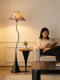 Vintage Printed Floor Lamp with Integrated Bedside Storage, Wabi-Sabi Style Sofa Side Standing Lamp, Bedroom Decorative Lamp