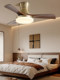 Used Fan Lamp with Variable Frequency and Silent Operation, French-Style Living Room and Dining Room Integrated Fan Lamp, Vintage Walnut Color Dining Table Lighting