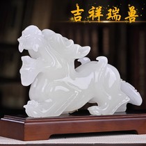 Natural jade Pixiu ornaments for living room home new Chinese style entrance hall office decorations housewarming and opening gifts
