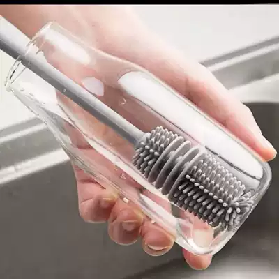 (2 pieces) Super long handle bottle brush 360 degree rotating cleaning Cup bottle glass silicone brush kitchen