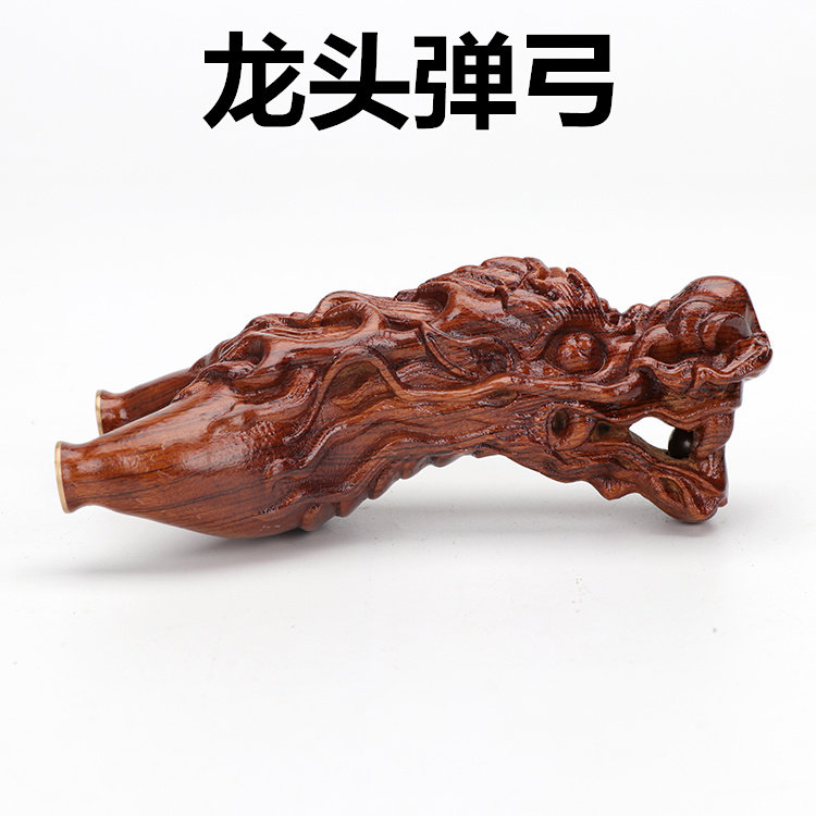 Faucet solid wood slingshot Desert iron flat leather precision copper head Leopard head flying tiger carving manual rosewood solid wood slingshot