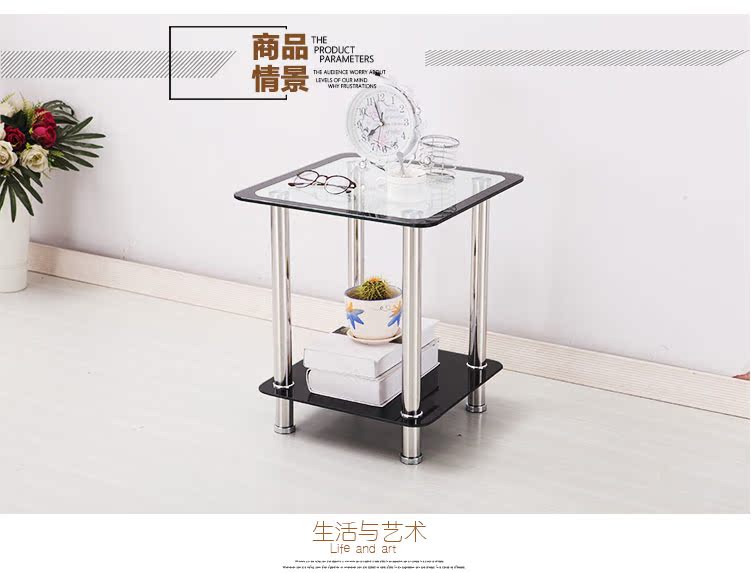 Bàn cà phê kính cường lực đơn giản phòng khách hiện đại nội thất cá tính sáng tạo căn hộ nhỏ bàn cà phê văn phòng bàn vuông - Bàn trà mẫu bàn đẹp