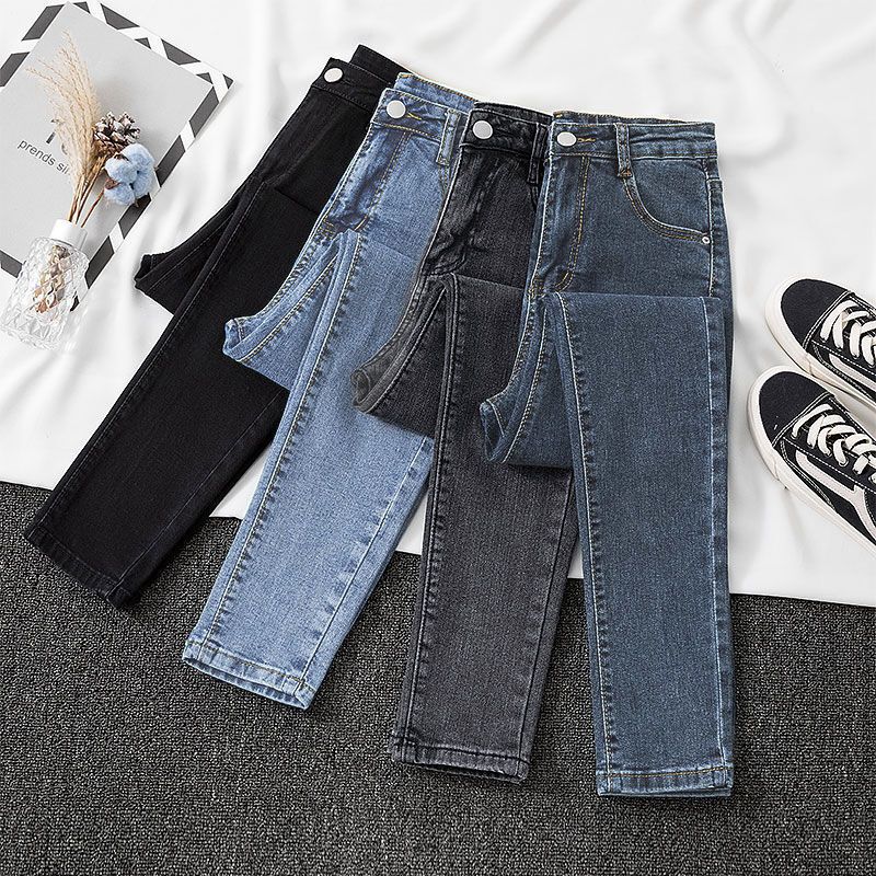 Summer 2025 New High-Waisted Jeans for Women, Slim Fit, Stretchy, Tight-Fitting, Cropped Pencil Pants, Trendy