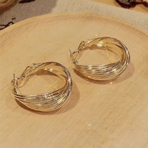 Outlet discount store withdrawn 18K gold 925 silver needle metal twisted circle earrings outlets womens accessories
