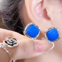Outlet discount store clearance clearance 18K Klein blue square earrings light luxury light luxury