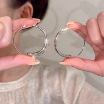 Outlet discount store removed 18K gold high-grade earrings silver needle plain hoop earrings light luxury outlets womens accessories