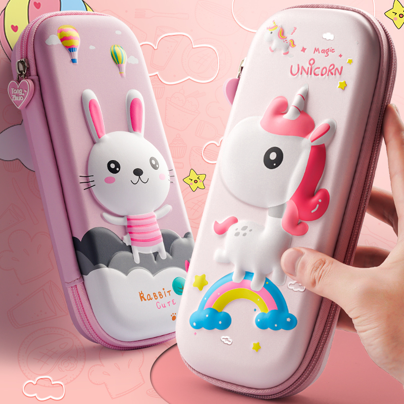 Pen Bag Girl Versatile Cartoon Cute High Face Value Soft Pencil Case 1st Grade Large Capacity Lead Pencil Case Kindergarten Girl With Brief Girl Stationery Bag Ins date 2021 New