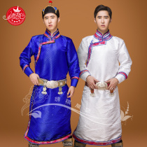 New mens autumn and winter Mongolian robes satin mens national costumes performance dance Daily costumes