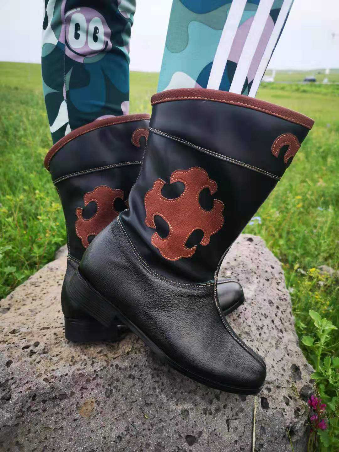 Mongolian men's dance boots men's dancing boots Mongolian leather boots handmade sewing dance boots leather leather