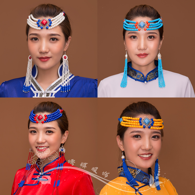 Mongolian Head Decoration Performance Dance Ornament Craft Gift Pendulum Decoration String Beads Hair Accessories Ethnic Dance Accessories Handmade To Make Hot Pins