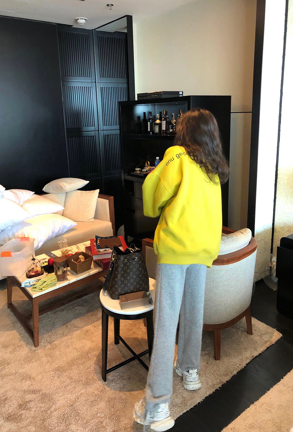 THE HANDLE lazy street knitted wide-leg pants women's autumn and winter loose straight thickened casual long