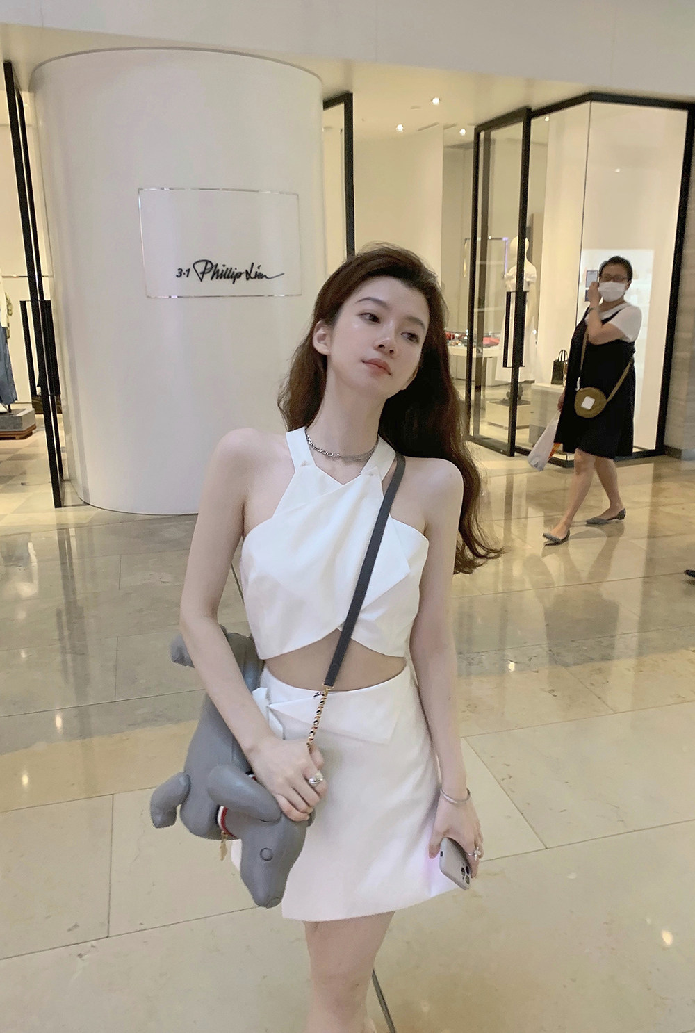 THE HANDLE STUNNER*CHARMING SUIT Summer heart-shaped umbilical top High-waisted skirt two-piece set