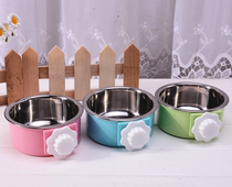 Rabbit food basin Pet Bowl feeder guinea pig Dutch pig ChinChin bowl stainless steel dog bowl hanging fixed Dog Basin