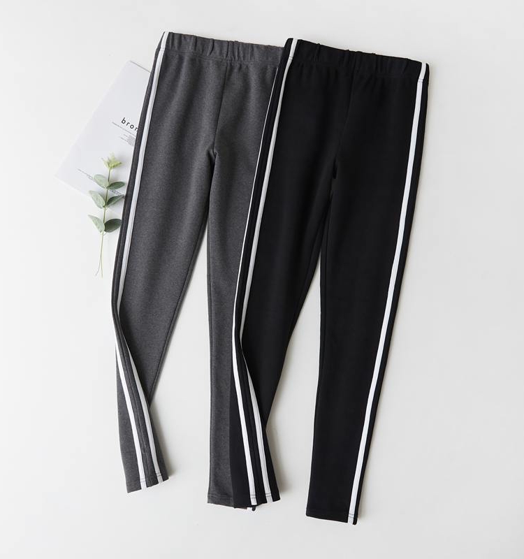 Pure Cotton Side-Striped Jogger Pants for Women, Slim Fit, Stretchy, Suitable for Spring and Autumn, Plus Size, Slimming Leggings for Curvy Women