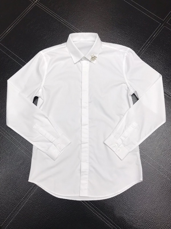 26 Early Spring New Style Ins Trendy Brand Shirt with Metallic Silver Bee Decoration, Men's Versatile Long-Sleeved Shirt