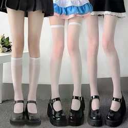 ຖົງຕີນສີຂາວແມ່ຍິງ loli jk sexy calf stockings summer ຂາບາງໆຕ້ານ snagging silk over-the-knee stockings pantyhose