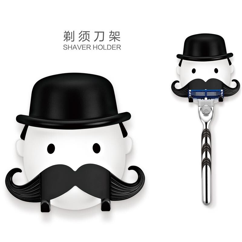 Shaver Holder Plastic Manual Razor Stand for Men Creative Home Black Beard Shaving Stand Suction Cup Type