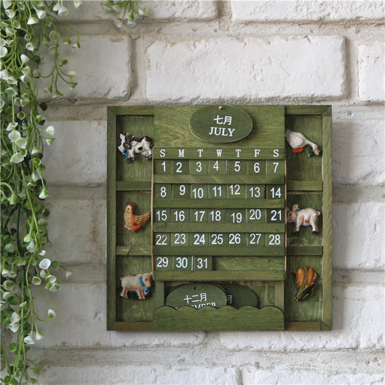 Birthday Gift Pastoral Perpetual Calendar Hand Painted Calendar Wooden Office Decor Girls Hearts Creative Send to Friends