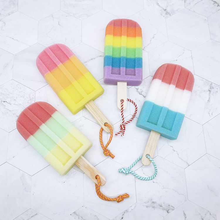 Ice cream color cute popsicle brush cup artifact ice cream sponge cup brush stick ice dishwashing soft scrub popsicle